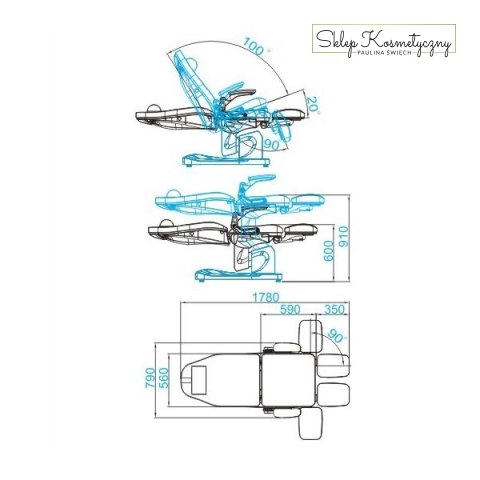 Fotel podologiczny elektr. Azzurro 709A 3 siln. biały