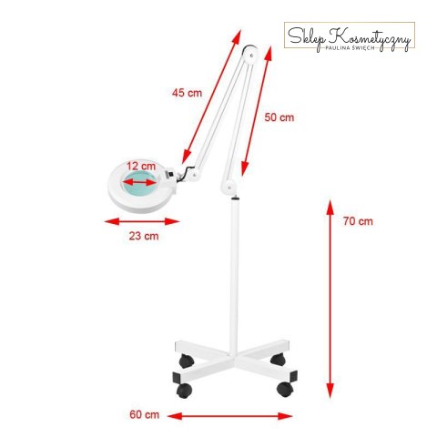 Lampa lupa S4 + statyw biała