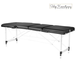 Stół składany do masażu aluminiowy komfort Activ Fizjo 3 segmentowy czarny