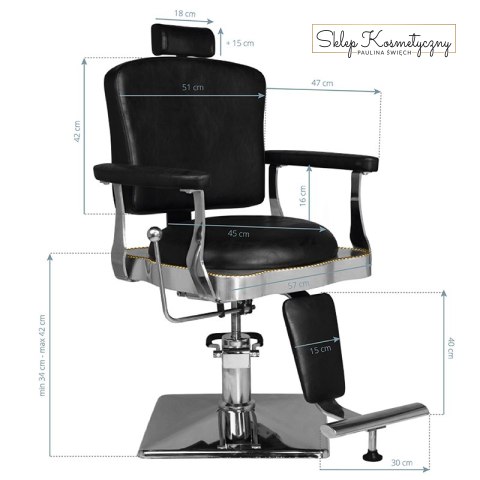 Hair System fotel barberski SM180 czarny