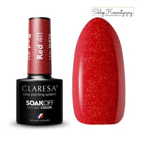 CLARESA Lakier hybrydowy RED 411 -5g