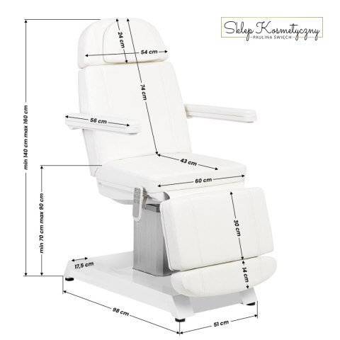 Fotel kosmetyczny Expert W-16B 3 silniki biały