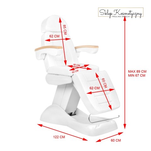 Fotel kosmetyczny elektr. Lux biały podgrzewany