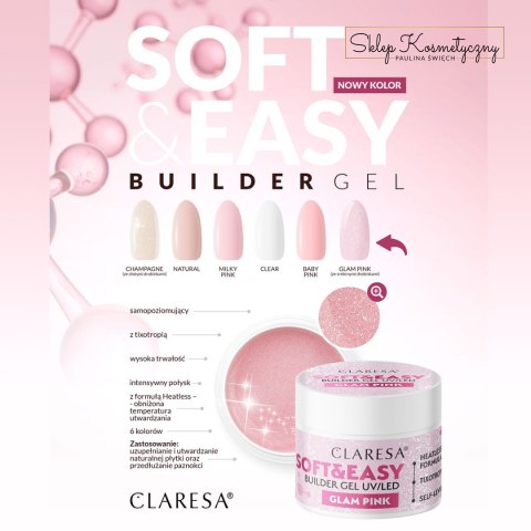 Claresa żel budujący Soft&Easy glam pink 12 g