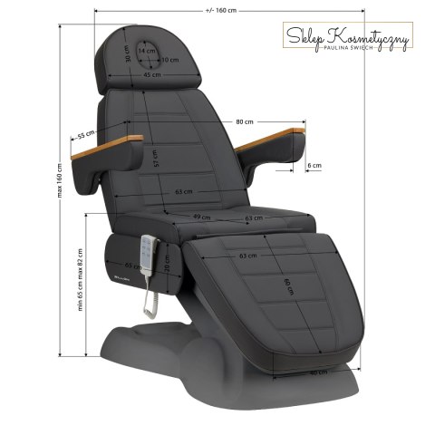 Fotel kosmetyczny elektryczny SILLON Lux 273b 3 silniki szary, szara podstawa
