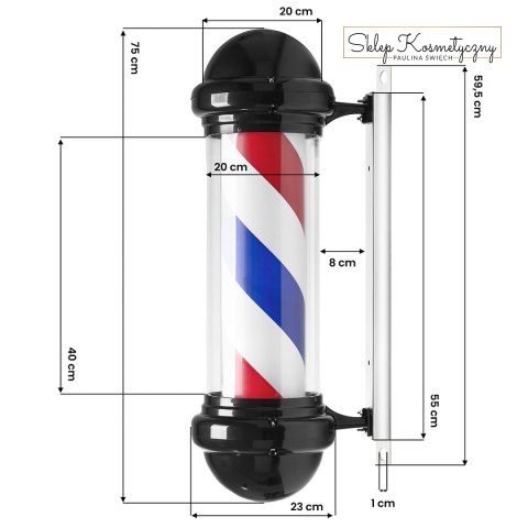 Plafon podświetlany pole barber shop BB-02 czarny duży