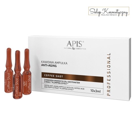 Apis coffee shot kawowa ampułka anti-aging z kwasem kawowym i ekstraktem z maku,,plumping efect" 10 x 3,5 ml