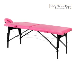 Stół składany do masażu drewniany Komfort Activ Fizjo 2 segmentowe róż czarne drewno
