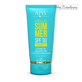 Apis hello summer spf 30, emulsja do opalania ciała z masłem kakaowym 200 ml