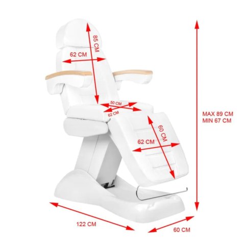 Fotel kosmetyczny elektr. Lux biały