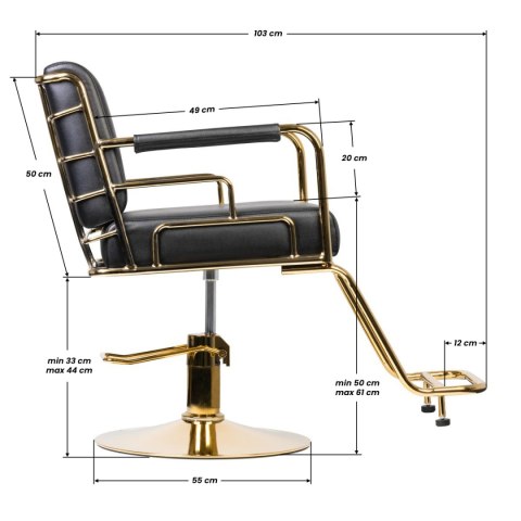 Gabbiano fotel fryzjerski Prato złoto - czarny