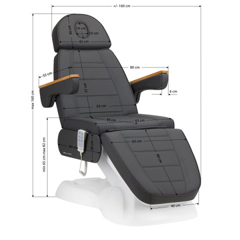 Fotel kosmetyczny elektryczny SILLON Lux 273b 3 silniki szary