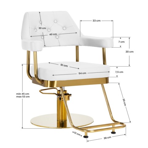 Gabbiano fotel fryzjerski Granada złoto biały